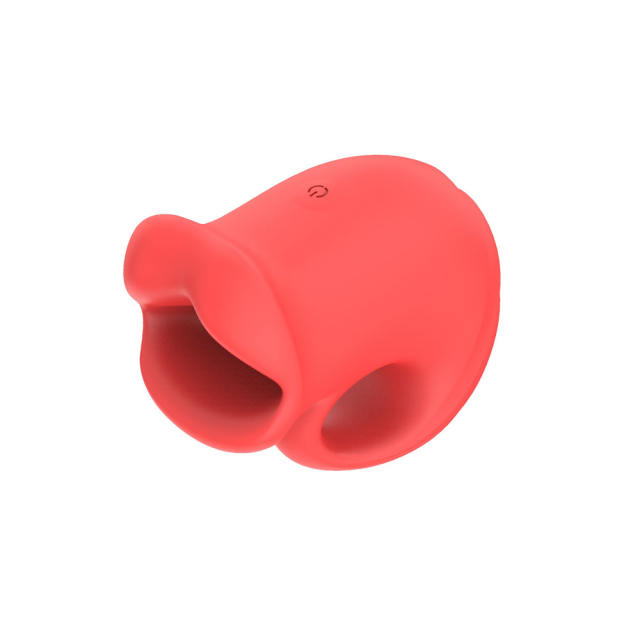 10 Modes Red Rechargeable Waterproof Silicone Vibrator with Tongue-Licking Function