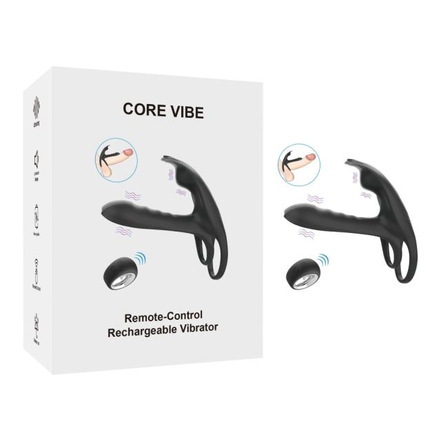 5.12" Black Dual-Stimulation Rechargeable Waterproof Remote-Control Silicone Vibrating Massager – 12 Modes