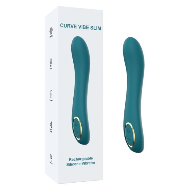 Customizable 8.35'' Teal Green Curved Silicone Vibrator – 10 Vibration Modes, Plug-In Rechargeable, Waterproof