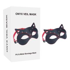 Customizable  Red + Black PU Cat Cosplay Mask