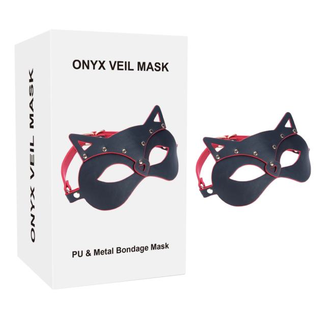 Customizable  Red + Black PU Cat Cosplay Mask