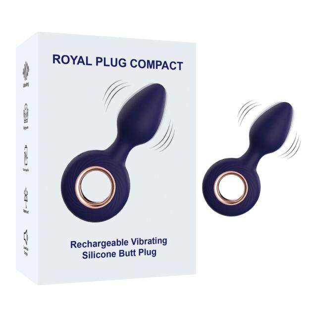 Customizable  12-Mode Rechargeable Vibrating Dark Purple Silicone Butt Plug