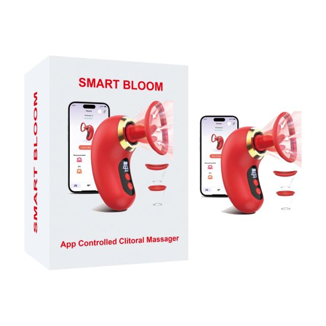 Customizable 3-Mode Sucking and 9-Mode Tongue Licking Red App-Controlled Rechargeable Silicone Clitoral Stimulator with LCD Display and Removable Cup