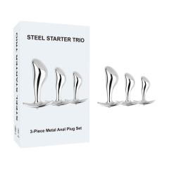 3-Piece Metal Anal Plug Set with Gift Box
