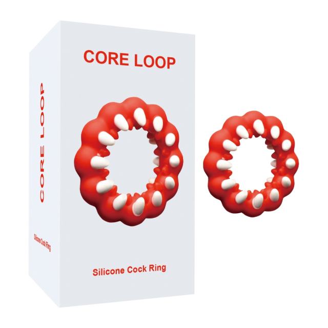 Customizable 2.56'' Red + White 100% Medical-Grade Silicone Monster Teeth Cock Ring