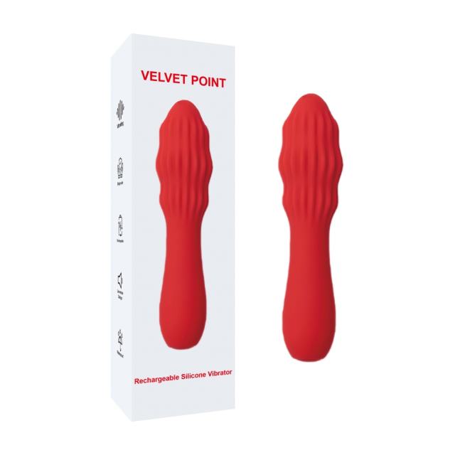 Customizable 5.59'' Red Ripple Rechargeable Waterproof Silicone Vibrator – 10-Speed Vibration and Textured Design