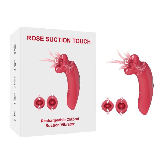 Customizable  10-Mode Red Rechargeable Silicone Vibrator with Sucting Function