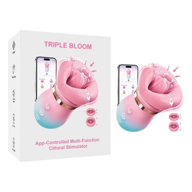 Customizable 4.85'' Pink-Blue 5-in-1 Oral Vibrator – Rotating, Sucking, Tongue-Licking, 10 Modes, App-Controlled, USB-Magnetic Rechargeable, Waterproof