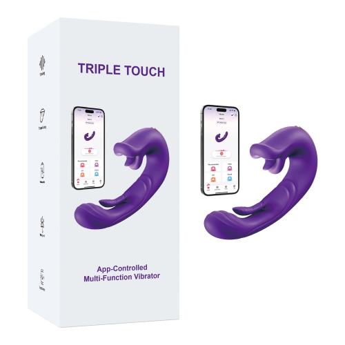 7.68'' Purple Vibrating Tongue-Licking Tapping App-Controlled Vibrator – 10 Modes, Magnetic USB Rechargeable, Waterproof