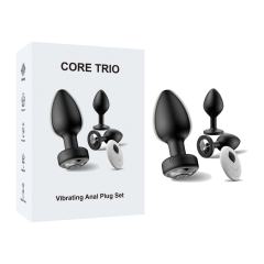 Customizable 10-Speed Black Remote Control Rechargeable Silicone Vibrating Anal Plug Set