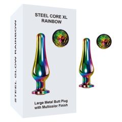 Customizable 3.70 Inch Rainbow Metal Butt Plug with Gift Box