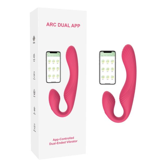 8.27'' Magenta App-Controlled Silicone Double-Ended Vibrator – 9 Vibration Modes, USB-Magnetic Rechargeable, Waterproof