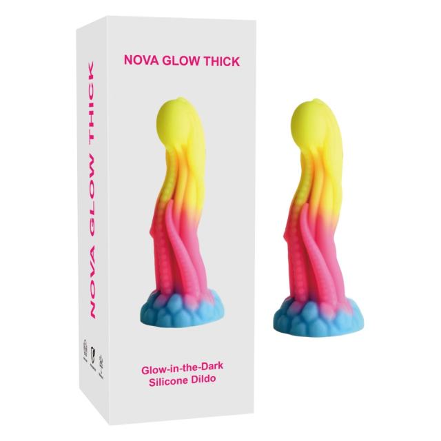 Customizable 8.47'' Multicolor Glow-in-the-Dark Tentacle Fantasy Silicone Dildo with Suction Base