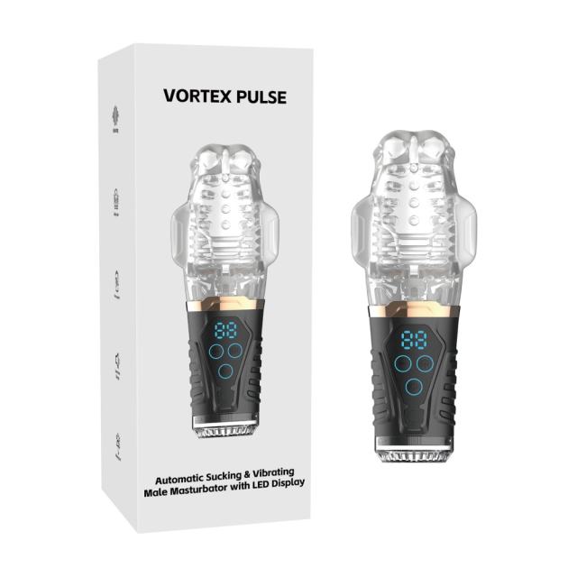 Customizable 9-Mode Rechargeable Automatic Sucking &amp; Vibrating Male Masturbator with LED Display