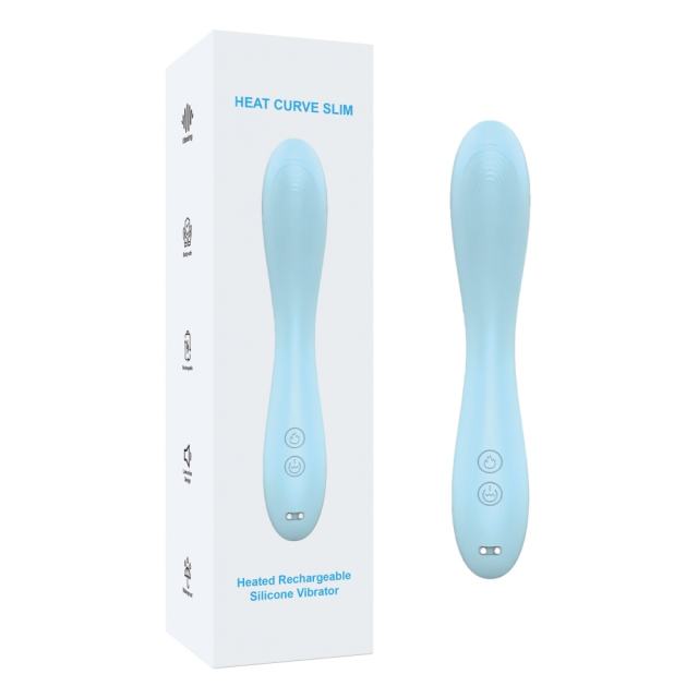 Customizable  7.88 Inch 10-Mode Waterproof Rechargeable Silicone Blue Dual-Ended Vibrator with Heating