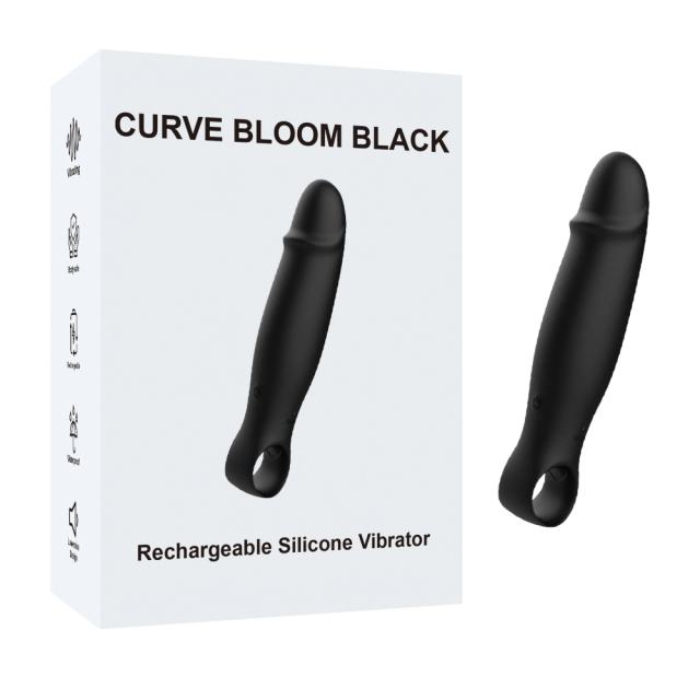 4.61'' Black Silicone Finger-Loop Vibrator – 10 Vibration Modes, Ergonomic Handle, USB Rechargeable, Waterproof
