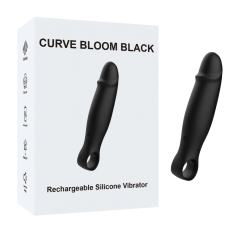 Customizable  4.61'' Black Silicone Finger-Loop Vibrator – 10 Vibration Modes, Ergonomic Handle, USB Rechargeable, Waterproof