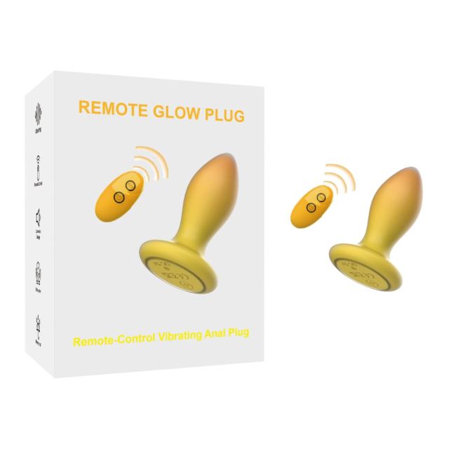 10-Mode Yellow & Orange Rechargeable Remote-Controlled Vibrating Anal Plug