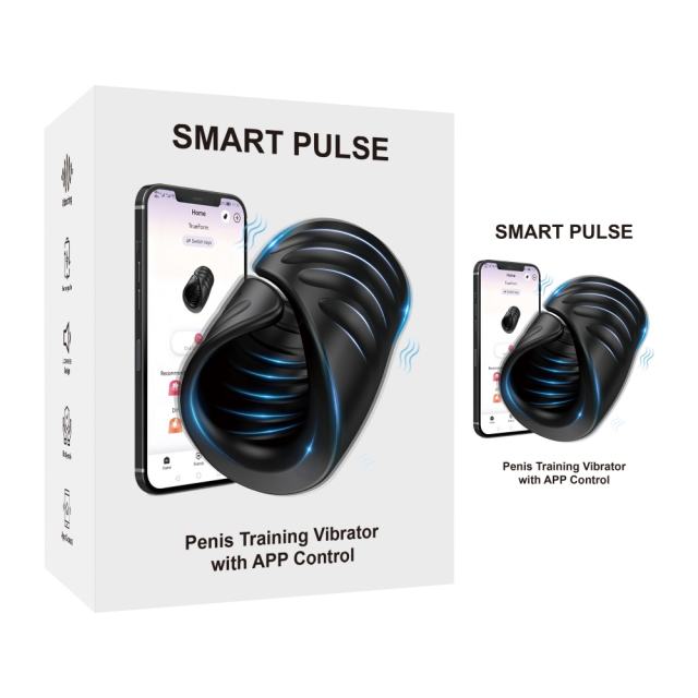 Customizable 9-Speed Black Rechargeable Silicone Male Masturbator Penis Training Vibrator with APP Control