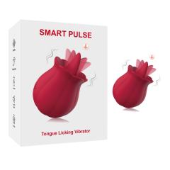 10-Mode Red Rechargeable Sicone Rose Shape Tongue-Licking Vibrator
