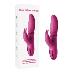 8.67 Inch 8-Mode Waterproof Rechargeable Magenta Inflatable Thrusting Silicone Rabbit Vibrator with Dual Stimulation