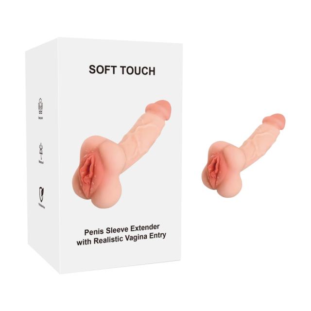 Customizable  6.70'' Flesh Life-Like TPE Penis Sleeve Extender with Realistic Vagina Entry
