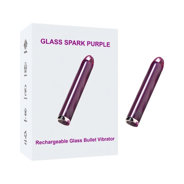 Customizable 4.73 Inch 10-Mode Purple Rechargeable Waterproof Glass-Style Bullet Vibrator