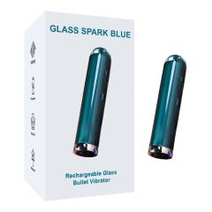 3.55 Inch 10-Mode Blue Rechargeable Waterproof Glass-Style Bullet Vibrator