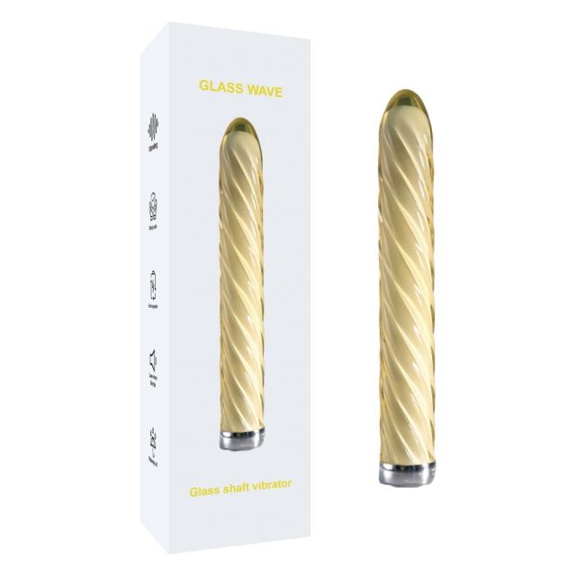 Customizable 7.09 inch 10-Mode Yellow Rechargeable Waterproof Glass Vibrator
