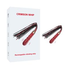Customizable  18.12 inch 10-Mode Wine Red Rechargeable Waterproof Vibrating Silicone Whip with Textured Handle