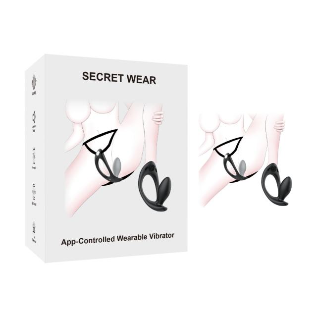 5.91" Black Rechargeable Silicone Wearable Anal Plug with App Control – 9-Speed, Waterproof