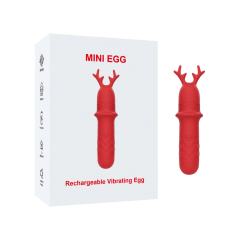 Customizable  4.73'' Red Reindeer Rechargeable Waterproof Silicone Vibrator – 9-Speed and Holiday Gift Edition