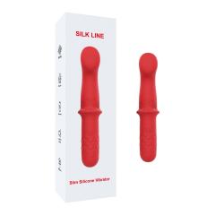 Customizable  5.71'' Red Rechargeable Waterproof Silicone Vibrator – 9-Speed and Textured Handle Design
