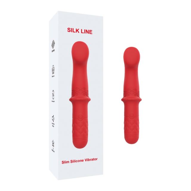Customizable  5.71'' Red Rechargeable Waterproof Silicone Vibrator – 9-Speed and Textured Handle Design