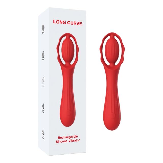 Customizable  7.88'' Red Rechargeable Waterproof Silicone G-Spot & Clitoral Vibrator – 9-Speed and Dual-Stimulation Design