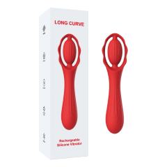 7.88'' Red Rechargeable Waterproof Silicone G-Spot & Clitoral Vibrator – 9-Speed and Dual-Stimulation Design