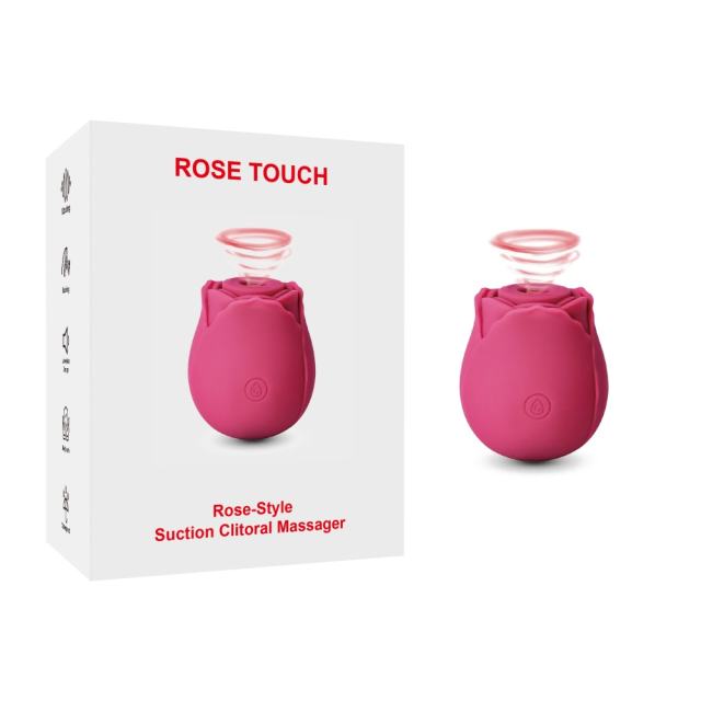 Customizable 10-Function Red Color Silicone Clitoral Rose Massager with Intense Suction