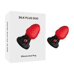 Customizable  One-Eyed Red and Black Fantasy Silicone Anal Plug