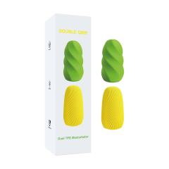 Customizable   3.74'' Dual-Pack Textured TPE Male Masturbators – Yellow & Green, Stretchable Soft Sleeve
