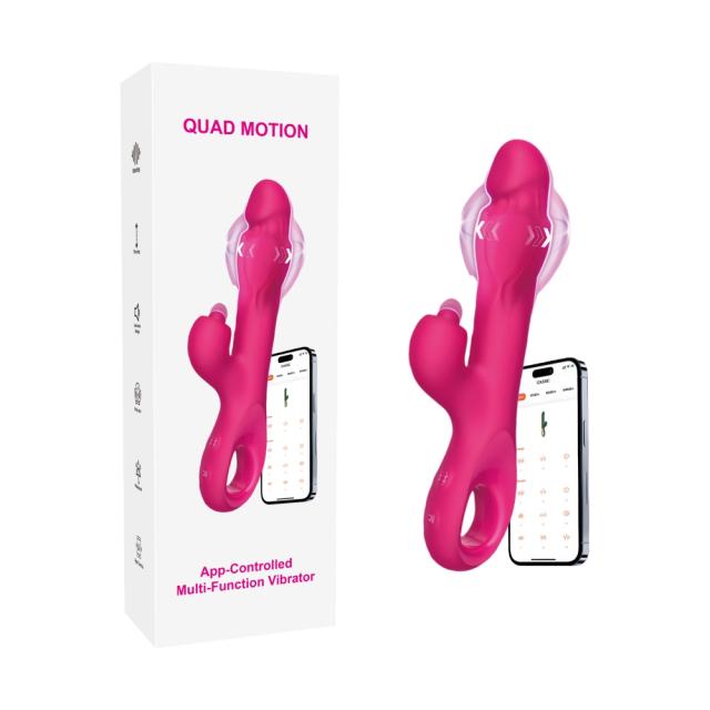 9.93'' Magenta Waterproof Rechargeable 5-in-1 App-Controlled Vibrator – Expanding, Thrusting, Tapping, 9 Modes