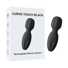 Customizable 10-Mode Black Plug-In Rechargeable Mini Wand Silicone Vibrator