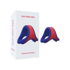 2in1 Silicone Blue+Red Penis Ring Cock Ring Set with Retailling Box