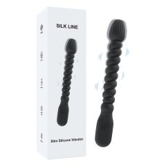 Customizable  10-Mode Flexible Black Ribbed Rechargeable Waterproof Silicone Vibrating Anal Plug