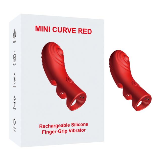 Customizable 10-Mode Red Rechargeable Waterproof Silicone Finger-Grip Vibrator