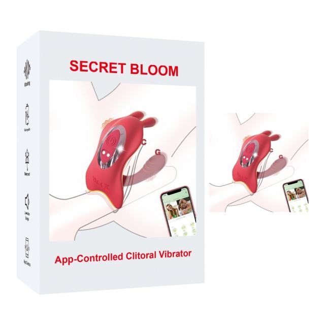 Customizable   Red App-Controlled Waterproof Rechargeable Silicone Mini Vibrator – 9 Modes, Flexible C-Shape Design