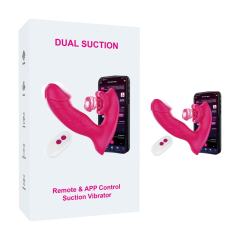 5.79'' Magenta Waterproof Rechargeable Silicone Vibrating & Sucking Dual-Use Vibrator – 9 Modes, App & Remote Controlled