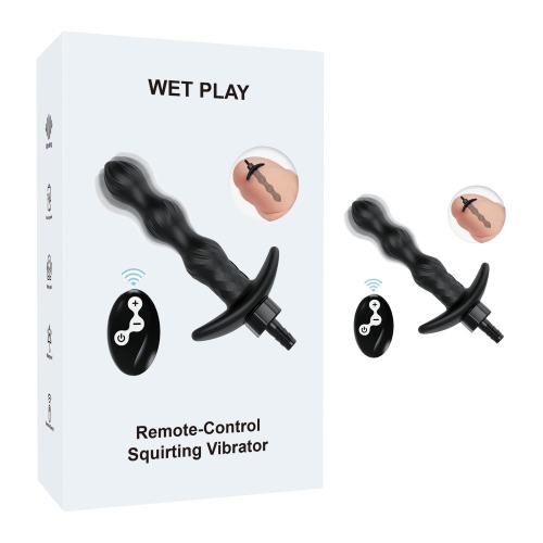 7.88" Black Rechargeable Remote-Controlled Vibrating Anal Douche – 10-Speed, Waterproof