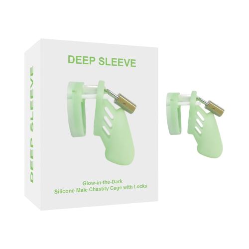 3.55 Inch Glow-in-the-Dark Green Waterproof Silicone Male Chastity Cage with Locks