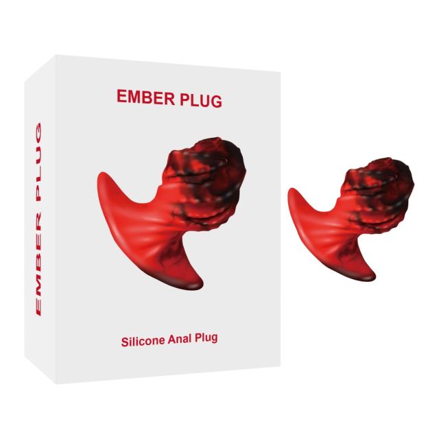 4.53'' Red &amp; Black Sculpted Silicone Anal Plug