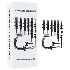 6-Piece Black &amp; Red BDSM Bondage Kit with Bow Design – Collar, Ball Gag, Cuffs, Whip, Lead Chain